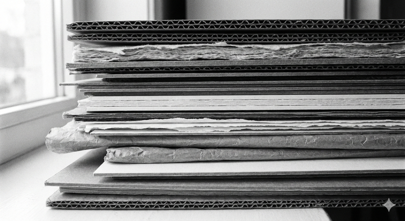 B&W photo of different textured papers